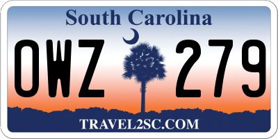 SC license plate OWZ279