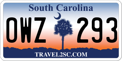 SC license plate OWZ293