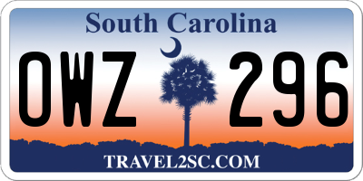 SC license plate OWZ296