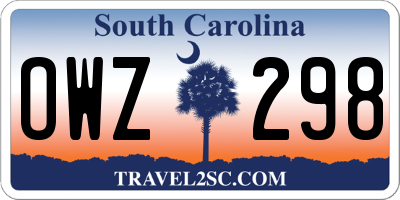 SC license plate OWZ298