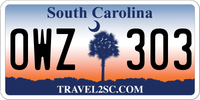 SC license plate OWZ303