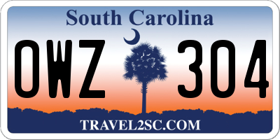 SC license plate OWZ304