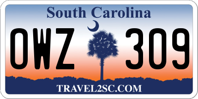 SC license plate OWZ309