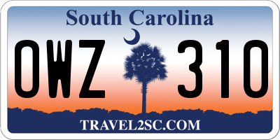 SC license plate OWZ310