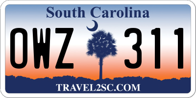 SC license plate OWZ311