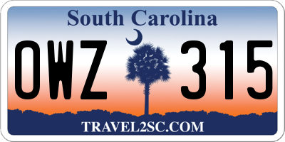 SC license plate OWZ315