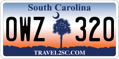 SC license plate OWZ320