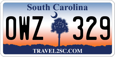 SC license plate OWZ329