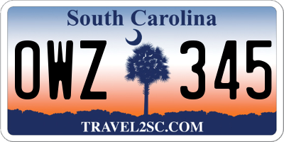 SC license plate OWZ345