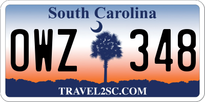 SC license plate OWZ348