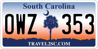 SC license plate OWZ353