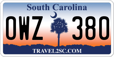 SC license plate OWZ380