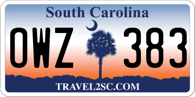 SC license plate OWZ383