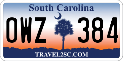 SC license plate OWZ384