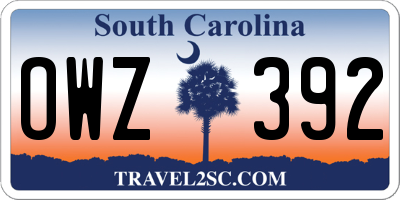 SC license plate OWZ392