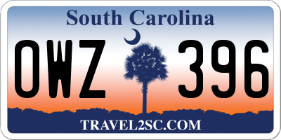 SC license plate OWZ396