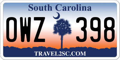 SC license plate OWZ398