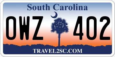 SC license plate OWZ402