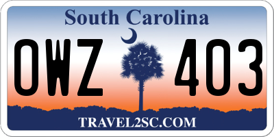 SC license plate OWZ403