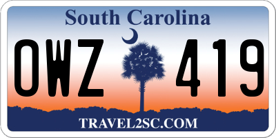 SC license plate OWZ419