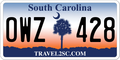SC license plate OWZ428