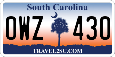 SC license plate OWZ430