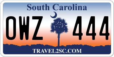 SC license plate OWZ444