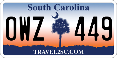 SC license plate OWZ449