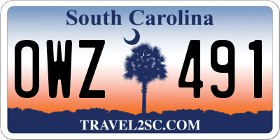 SC license plate OWZ491