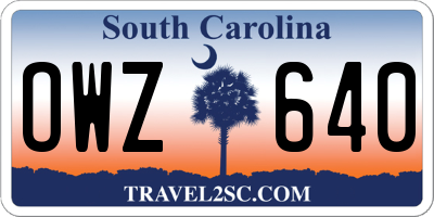 SC license plate OWZ640