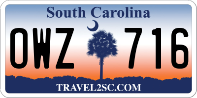 SC license plate OWZ716
