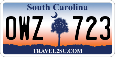 SC license plate OWZ723