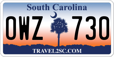 SC license plate OWZ730