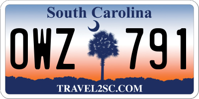 SC license plate OWZ791