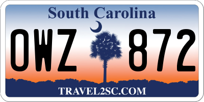 SC license plate OWZ872