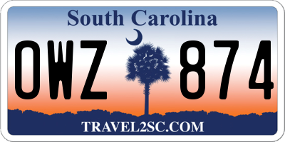 SC license plate OWZ874