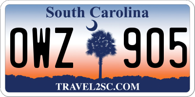 SC license plate OWZ905