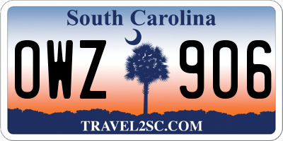 SC license plate OWZ906