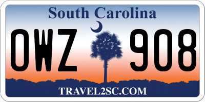 SC license plate OWZ908
