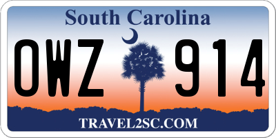 SC license plate OWZ914