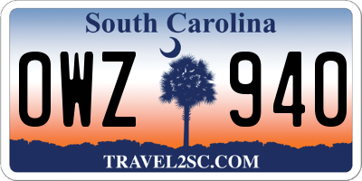 SC license plate OWZ940