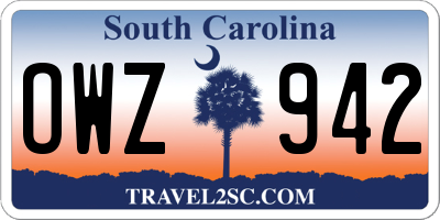 SC license plate OWZ942