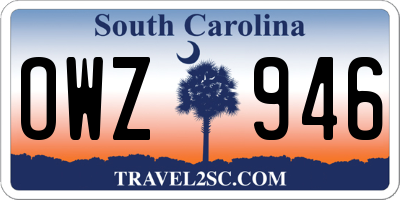 SC license plate OWZ946