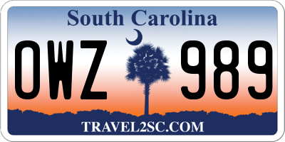 SC license plate OWZ989
