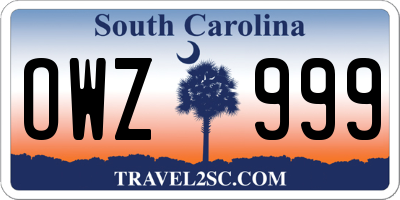 SC license plate OWZ999