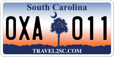 SC license plate OXA011