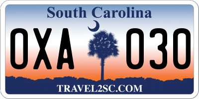 SC license plate OXA030