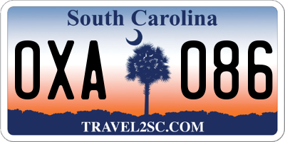 SC license plate OXA086
