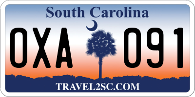 SC license plate OXA091