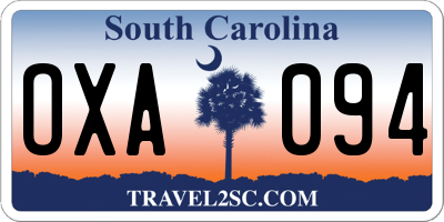 SC license plate OXA094
